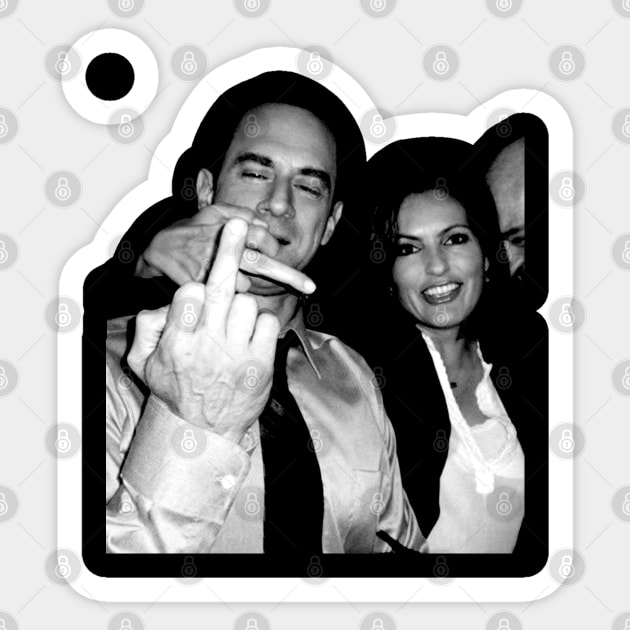 Vintage Elliot Stabler And Olivia Benson Middle Finger Sticker by ADODARNGH